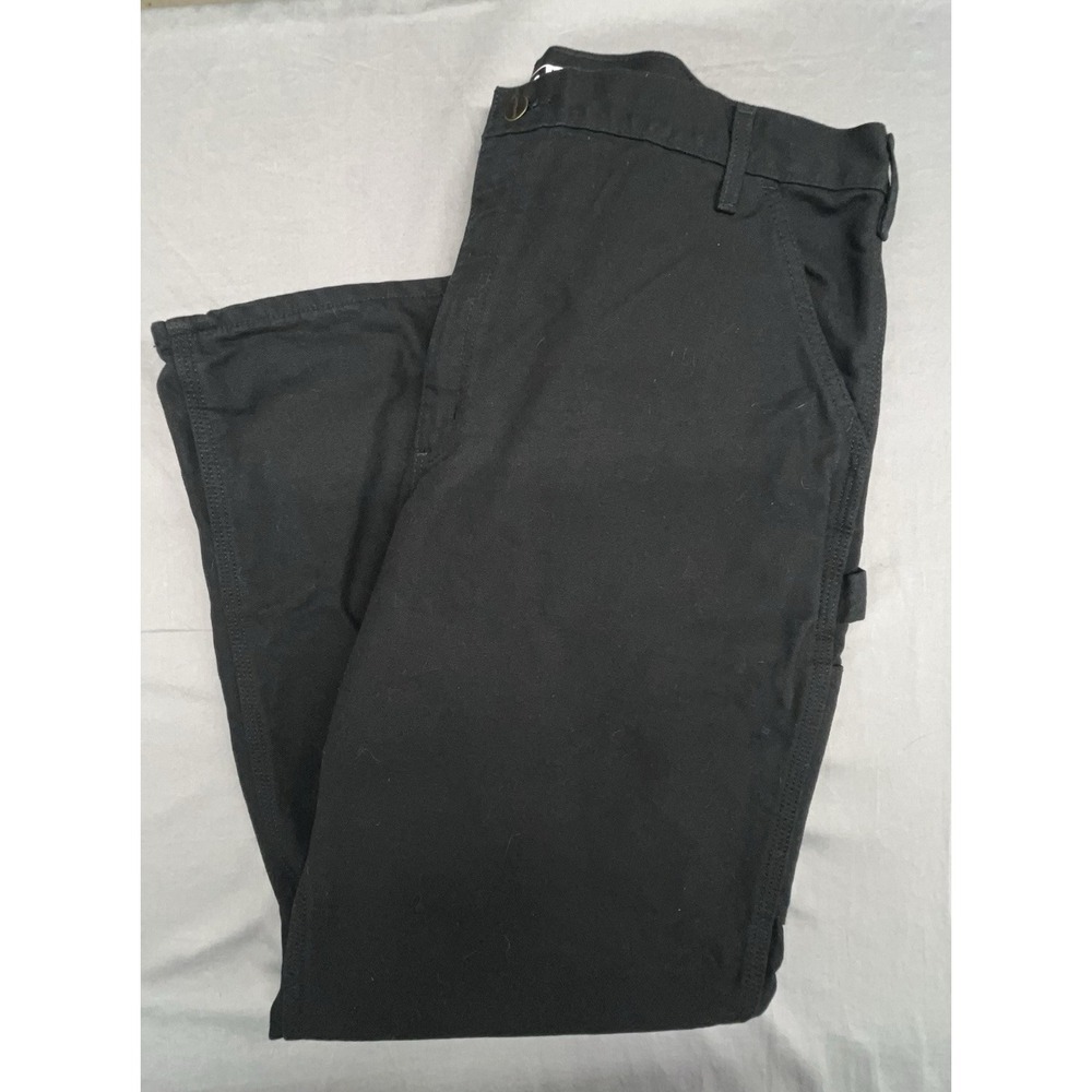 Carhartt Pants 40x30 Black Cargo Canvas Flannel Lined Loose Fit Straight Work